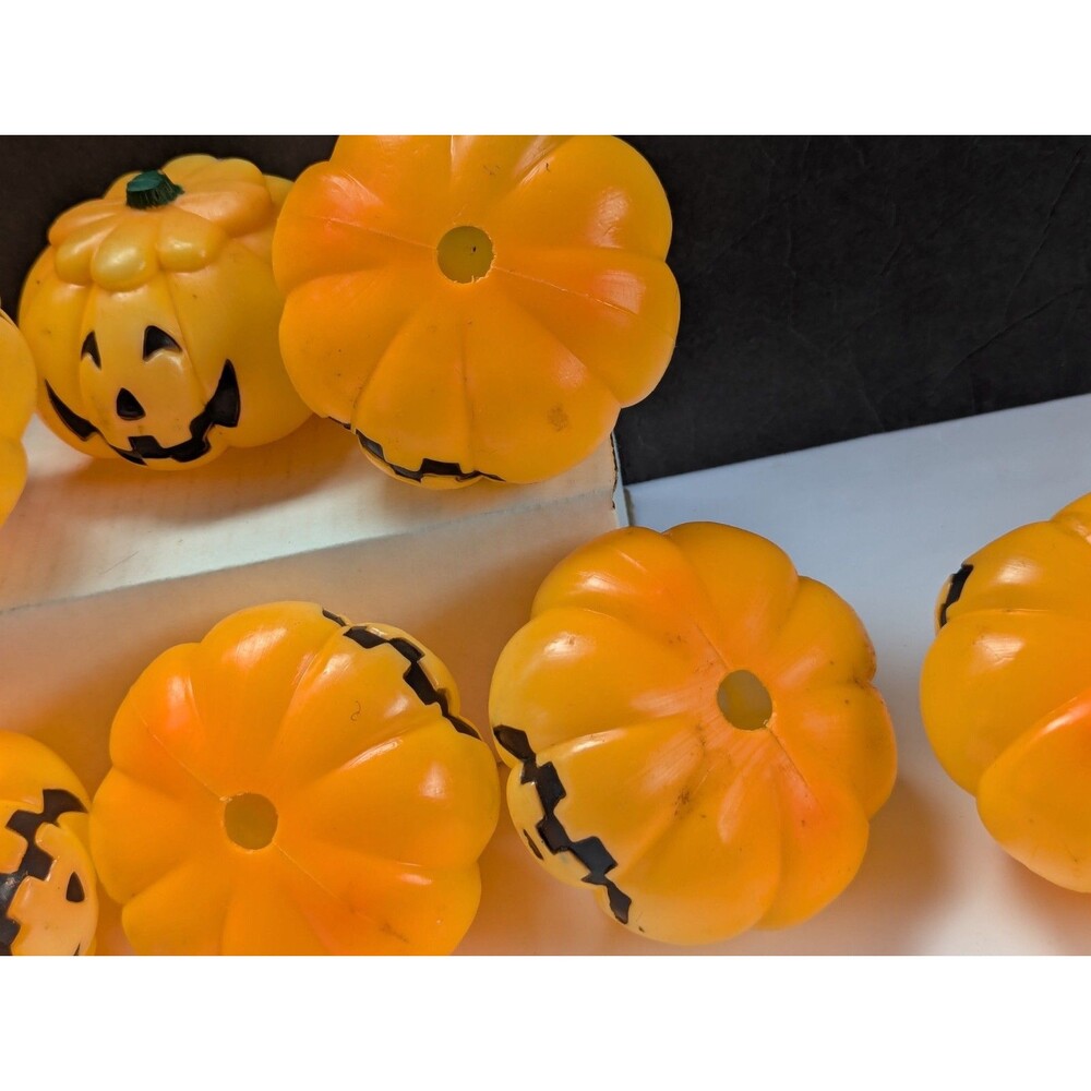 Vtg Blow Mold Plastic Jack O Lantern Pumpkin Replacement Light Covers Lot Of 8 - Picture 8 of 8